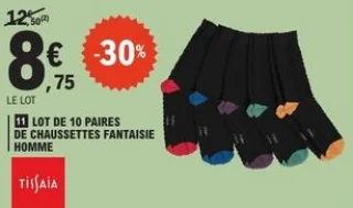 Lot de 10 paires de chaussettes fantaisie homme Tissaïa