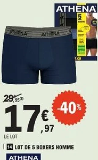 Lot de 5 boxers homme Athena
