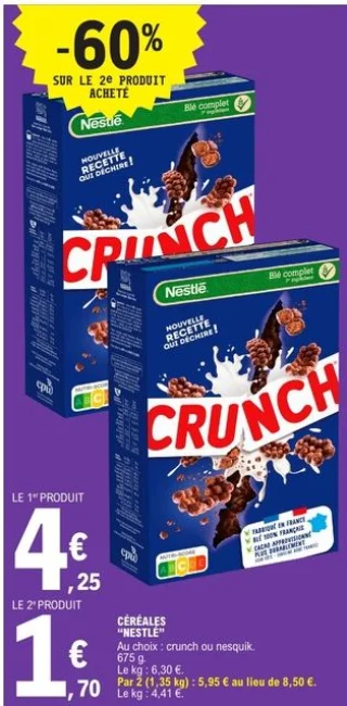 Céréales Crunch ou Nesquik Nestlé
