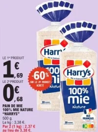 Pain de mie 100% mie Nature Harrys