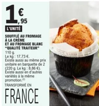 Soufflé au fromage à la crème et au fromage blanc "Qualité Traiteur"