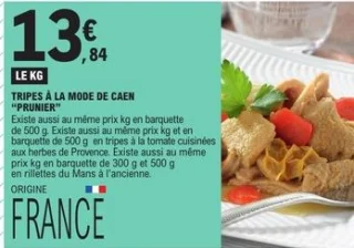 Tripes à la mode de Caen "Prunier"