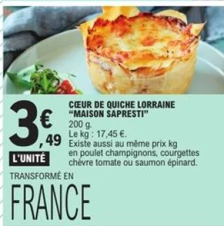 Cœur de quiche Lorraine "Maison Sapresti"