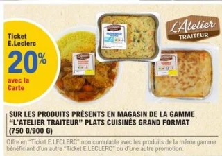 Plats cuisinés grand format (750 g/900 g) "L'Atelier Traiteur"