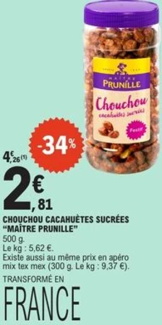 Chouchou cacahuètes sucrées Maître Prunille