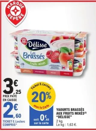 Yaourts brassés aux fruits mixés Délisse