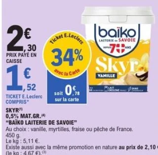 Skyr 0,5% mat.gr. "Baïko Laiterie de Savoie"