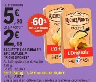 Raclette L'Originale 26% mat. gr. Richesmonts