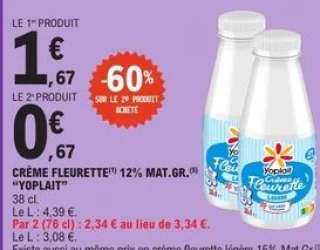 Crème fleurette 12% mat. gr. Yoplait