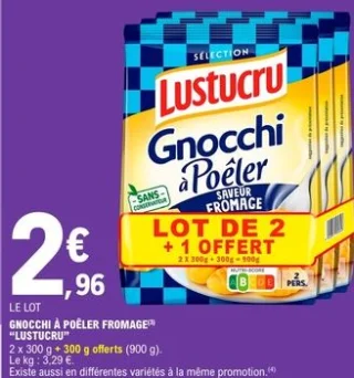 Gnocchi à poêler Saveur Fromage Lustucru