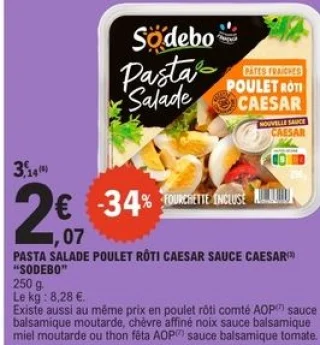 Pâtes fraîches Pasta Salade Poulet Rôti Caesar Sauce Caesar Sodebo