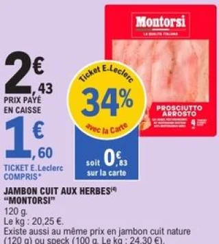 Jambon cuit aux herbes Montorsi