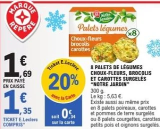 8 palets de légumes choux-fleurs, brocolis et carottes surgelés Notre Jardin