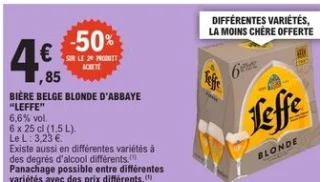 Bière belge blonde d'abbaye Leffe