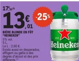 Bière blonde en fût Heineken