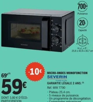 Micro-ondes monofonction SEVERIN MW 7790