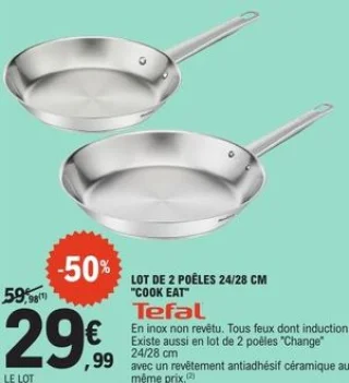 Lot de 2 poêles 24/28 cm "Cook Eat" Tefal