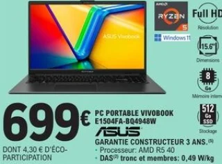 PC PORTABLE VIVOBOOK E1504FA-BQ4948W ASUS
