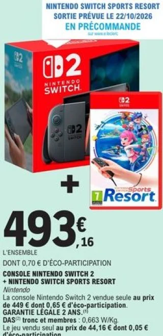 CONSOLE NINTENDO SWITCH 2 + NINTENDO SWITCH SPORTS RESORT Nintendo
