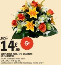 Coupe Linea rose, lys, chardons et fleurettes
