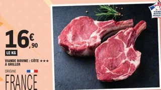 Viande bovine : Côte ★★★ à griller
