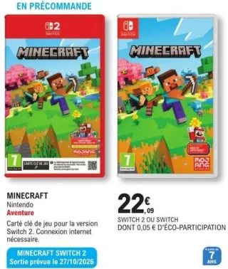 MINECRAFT SWITCH 2 OU SWITCH