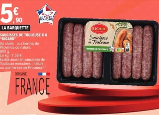 Saucisses de Toulouse x 8 Bigard
