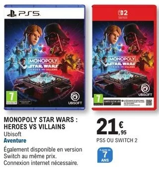 MONOPOLY STAR WARS : HEROES VS VILLAINS PS5 ou SWITCH 2