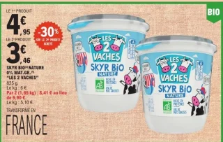 Skyr Bio Nature 0% MAT.GR. Les 2 Vaches