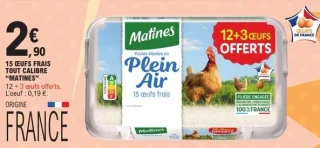 15 œufs frais tout calibre Matines