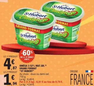 Margarine Oméga 3 52% MAT.GR. Grand Format St Hubert