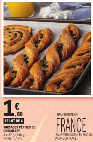 4 Torsades pépites de chocolat