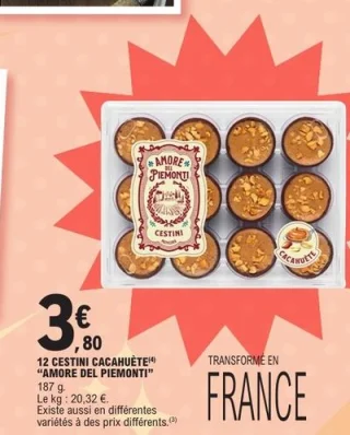 12 Cestini cacahuète Amore del Piemonti