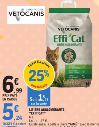 Litière agglomérante Effi'Cat Vetocanis