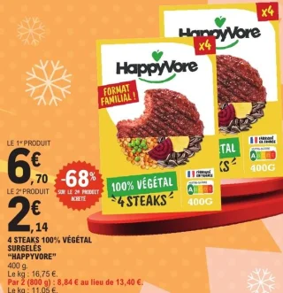 4 steaks 100% végétal surgelés HappyVore