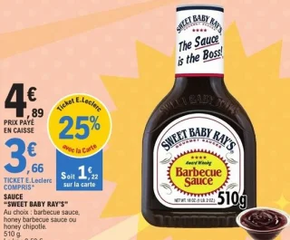 Sauce barbecue, honey barbecue ou honey chipotle Sweet Baby Ray's