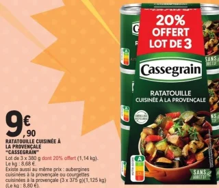 Ratatouille cuisinée à la provençale Cassegrain