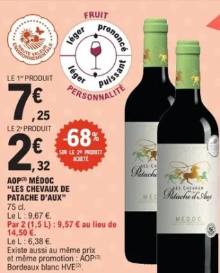Vin rouge AOP Médoc Les Chevaux de Patache d'Aux