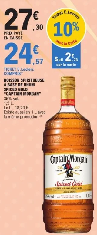 Boisson spiritueuse à base de rhum Spiced Gold Captain Morgan 35% vol. 1,5 L