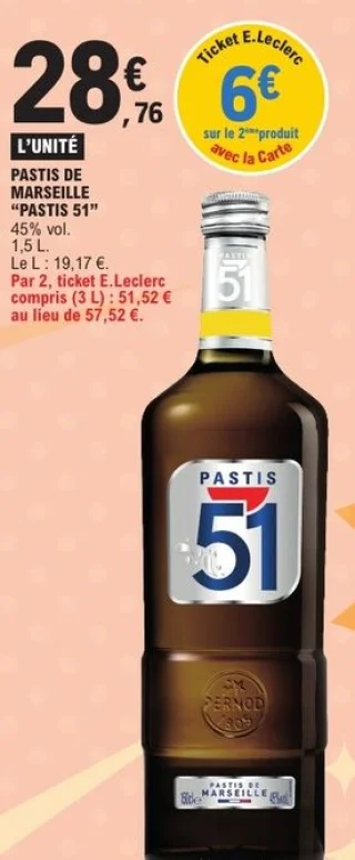 Pastis de Marseille Pastis 51 45% vol. 1,5 L