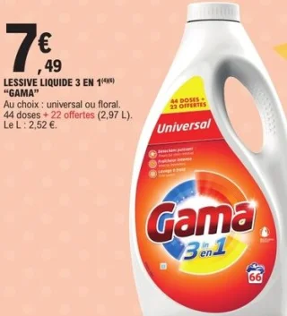 Lessive liquide 3 en 1 "Gama"