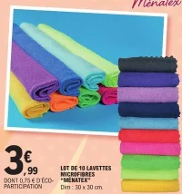 Lot de 10 lavettes microfibres Ménatex