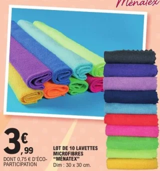 Lot de 10 lavettes microfibres Ménatex