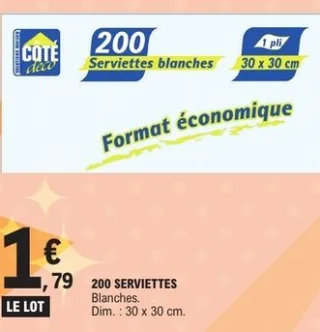 Serviettes blanches Côté Déco