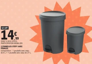 2 poubelles Stepy avec pédales