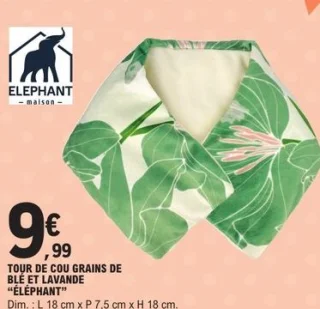 Tour de cou grains de blé et lavande Éléphant