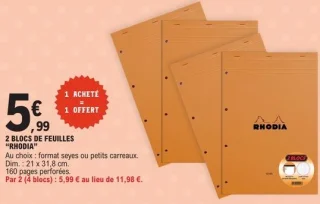 2 blocs de feuilles Rhodia
