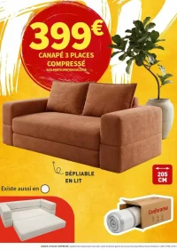 Canapé 3 places compressé dépliable en lit Conforama
