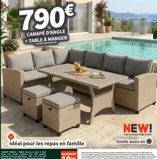 Canapé d'angle + table à manger Conforama