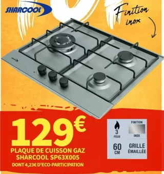 Plaque de cuisson gaz Sharcool SP63X005